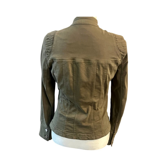 White House Black Market Corset Olive Green Seamed Pret Jacket-EUC - Picture 3 of 14